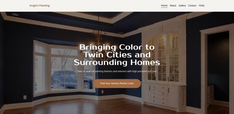 Redesigned Angie's Painting homepage